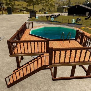 Wooden Pool Deck V1.0.0.0 LS22 Mod / LS25 Mods
